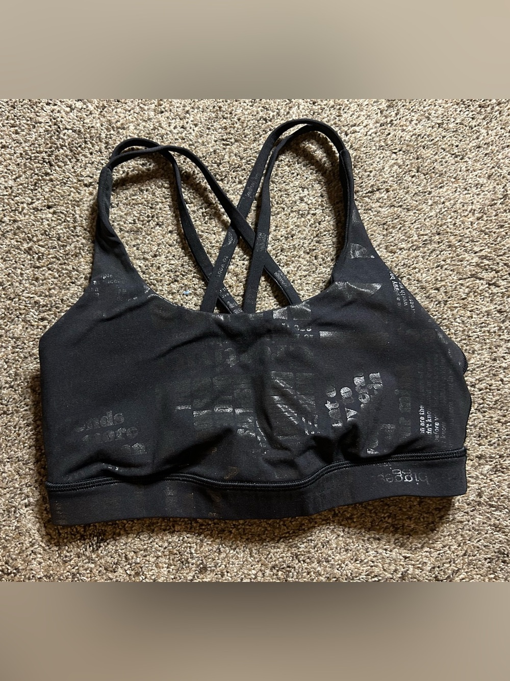 Lululemon manifesto print sports bra